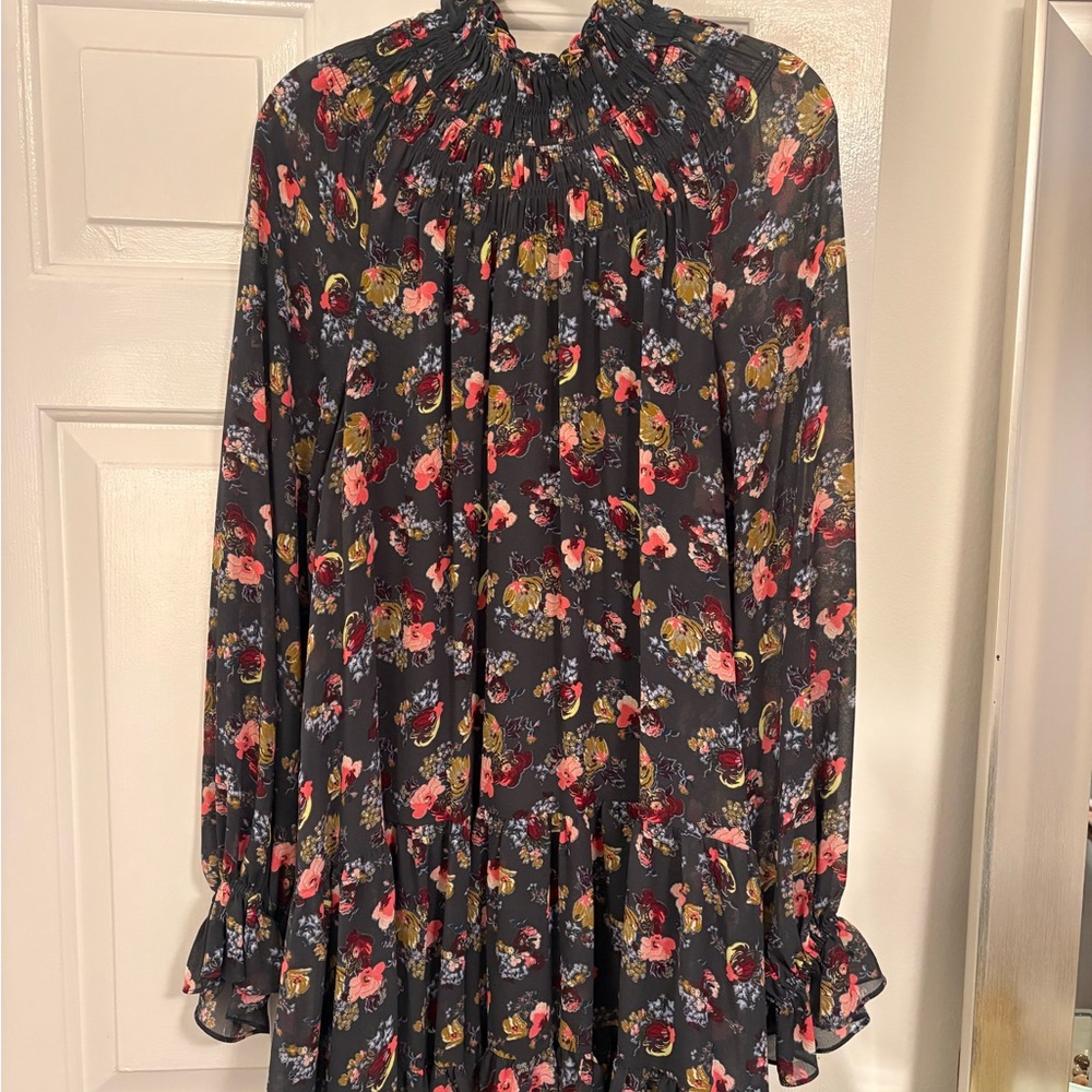 Cinq à Sept Black Floral Long Sleeve Dress - Picture 4 of 4